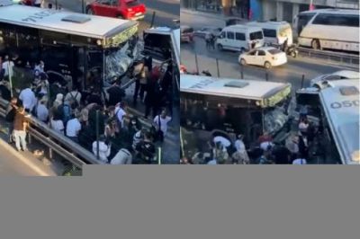 İstanbulda metrobuslar toqquşdu: Çox sayda yaralı var - VİDEO