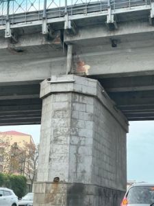 Bakıda təhlükəli vəziyyət: Körpünü bu balaca taxta saxlayır – FOTO