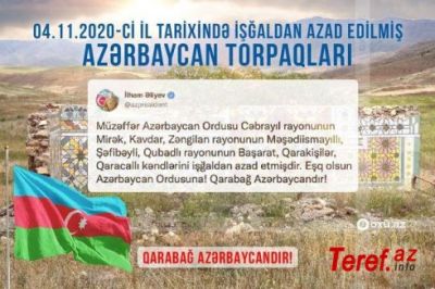 İki il öncə Cəbrayıl, Zəngilan və Qubadlı istiqamətində azad edilən kəndlər –