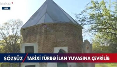 Qubada tarixi türbə ilan yuvasına çevrildi - VİDEO