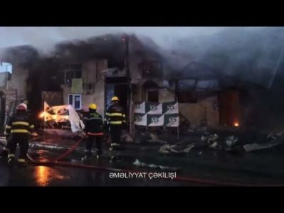 Sabunçu bazarında güclü yanğın olub  VİDEO